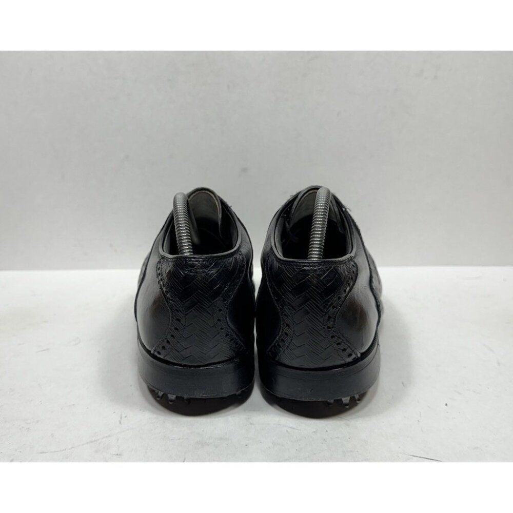 Vintage Footjoy‎ Classics Dry Black Leather Woven Golf Shoes 51472 Mens Sz 9 D - Picture 4 of 8